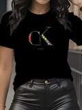 Camiseta feminina de verão com estampa de desenho animado, gola redonda, manga curta, estilo Y2K, tendência de moda de luxo.
