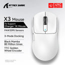 ATTACK SHARK X3 Mouse leve sem fio Bluetooth conexão tri-mode, PAW3395, mouse Macro Bluetooth para jogos