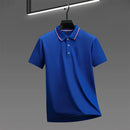 2025 nova camisa polo masculina casual de cor sólida de manga curta verão elegante e confortável versátil topo