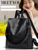 Vintage anti roubo feminino sacos de ombro mochilas de couro macio sac a dos viagem casual senhoras bagpack sacos escolares