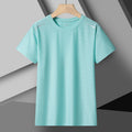 Camiseta feminina reflexiva para corrida – alta elasticidade respirável de seda gelada de secagem rápida para o verão, camiseta ativa legal de manga curta