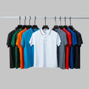 2025 nova camisa polo masculina casual de cor sólida de manga curta verão elegante e confortável versátil topo