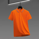 2025 nova camisa polo masculina casual de cor sólida de manga curta verão elegante e confortável versátil topo