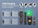 Máquina de acabamento hiena elétrica profissional máquina de cortar cabelo elétrica máquina de barba recarregável barbeador masculino kit aparador de cabelo