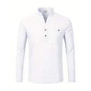 Camisas masculinas leves de manga comprida, camisas henley de algodão e linho para homens, camisa havaiana de praia com decote em v, camisa polo respirável