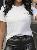 Camiseta feminina de verão com estampa de desenho animado, gola redonda, manga curta, estilo Y2K, tendência de moda de luxo.