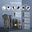 Máquina de acabamento hiena elétrica profissional máquina de cortar cabelo elétrica máquina de barba recarregável barbeador masculino kit aparador de cabelo