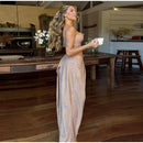 Conjunto Feminino Casual Primavera 2026: Camisola Estampada com Recortes Laterais e Alças Finas e Calça Pantalona - Moda Boho Elegante