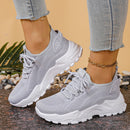 Calçados femininos, calçados esportivos femininos 2025 sapatos femininos respiráveis de malha única pai sapato esportivo feminino casual e versátil