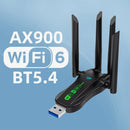 AX900 WiFi Adaptador USB WiFi6 Bluetooth 5.4 Dual Band 2.4G + 5.8Ghz 4 Antena Dongle USB Receptor de Cartão Sem Fio para PC/Laptop