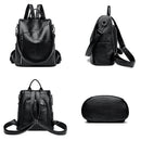 Mochila anti-roubo para mulheres, grande capacidade, bolsa de ombro única, couro macio, mochila de estudante escolar, alta qualidade, fêmea, novo, 2022, 2024