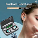 Fones de Ouvido Estéreo 9D com Alto-Falante de Baixo F9, Fones Bluetooth Esportivos com Controle Touch, Earbuds Sem Fio à Prova d'Água