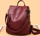 Vintage anti roubo feminino sacos de ombro mochilas de couro macio sac a dos viagem casual senhoras bagpack sacos escolares