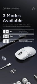 ATTACK SHARK X3 Mouse leve sem fio Bluetooth conexão tri-mode, PAW3395, mouse Macro Bluetooth para jogos