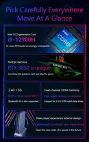 Helorpc Gaming Mini PC Intel 12a geração i9-12900Hk Nvidia RTX4060 8G 2xDDR4 3xScreen 4K UHD WIFI Bluetooth5.0 Windows10/11 Linux
