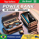 Fones de Ouvido Estéreo 9D com Alto-Falante de Baixo F9, Fones Bluetooth Esportivos com Controle Touch, Earbuds Sem Fio à Prova d'Água