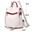 Mochila feminina de couro, mochila escolar antifurto com grande capacidade