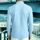 Camisas masculinas leves de manga comprida, camisas henley de algodão e linho para homens, camisa havaiana de praia com decote em v, camisa polo respirável