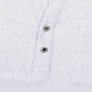 Camisas masculinas leves de manga comprida, camisas henley de algodão e linho para homens, camisa havaiana de praia com decote em v, camisa polo respirável