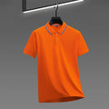 2025 nova camisa polo masculina casual de cor sólida de manga curta verão elegante e confortável versátil topo