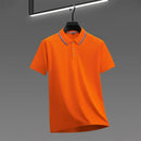 2025 nova camisa polo masculina casual de cor sólida de manga curta verão elegante e confortável versátil topo