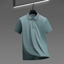 2025 nova camisa polo masculina casual de cor sólida de manga curta verão elegante e confortável versátil topo