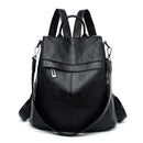 Mochila feminina de couro, mochila escolar antifurto com grande capacidade
