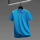 2025 nova camisa polo masculina casual de cor sólida de manga curta verão elegante e confortável versátil topo