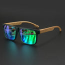 Novos óculos de sol quadrados da moda – Dobradiça de mola de grão de madeira, UV400 unissex para dirigir, caminhadas e viagens