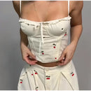 Conjunto Feminino Casual Primavera 2026: Camisola Estampada com Recortes Laterais e Alças Finas e Calça Pantalona - Moda Boho Elegante