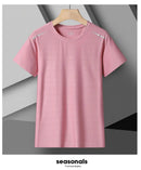 Camiseta feminina reflexiva para corrida – alta elasticidade respirável de seda gelada de secagem rápida para o verão, camiseta ativa legal de manga curta