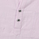 Camisas masculinas leves de manga comprida, camisas henley de algodão e linho para homens, camisa havaiana de praia com decote em v, camisa polo respirável
