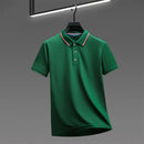 2025 nova camisa polo masculina casual de cor sólida de manga curta verão elegante e confortável versátil topo