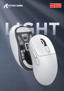 ATTACK SHARK X3 Mouse leve sem fio Bluetooth conexão tri-mode, PAW3395, mouse Macro Bluetooth para jogos