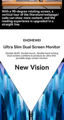Ehomewei monitor portátil de tela dupla série x, toque de telefone sem drive fhd 2k 15.6 “16” para laptop windows macbook