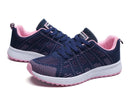 Mulheres sapatos casuais moda respirável andando malha sapatos planos tênis feminino 2021 ginásio sapatos vulcanizados branco calçado feminino