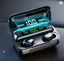 Fones de Ouvido TWS F9 Bluetooth V5.0 Sem Fio com Microfone, Headsets Esportivos à Prova d'Água com Caixa de Carregamento
